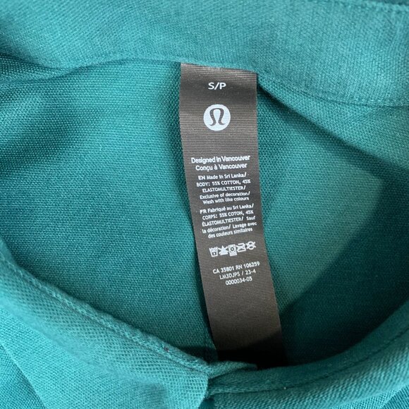 Lululemon Mens Shirt Small Teal Green Commission Long Sleeve Button Up Cotton - Picture 2 of 7